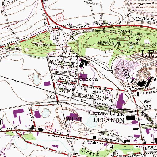 Topographic Map of Coheva, PA
