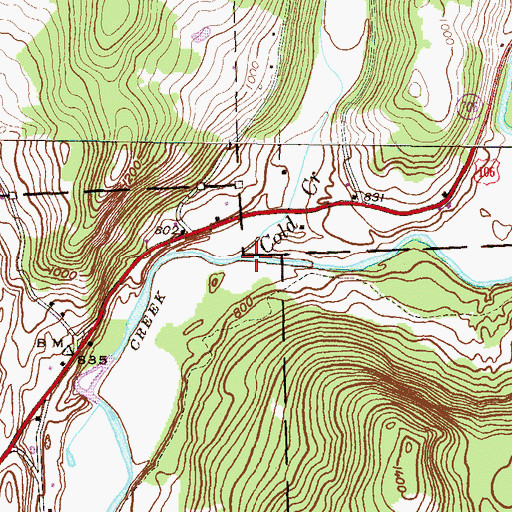 Topographic Map of Cold Creek, PA