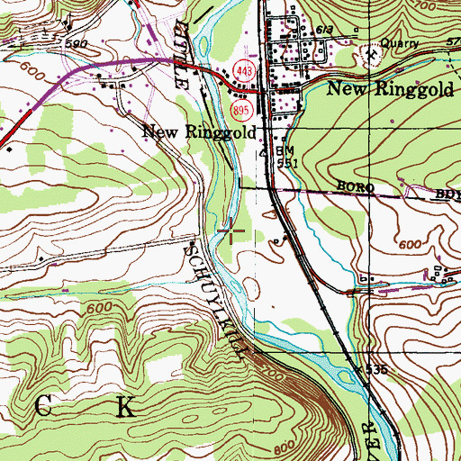 Topographic Map of Cold Run, PA