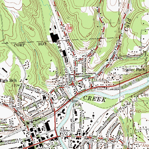 Topographic Map of Cold Spring Run, PA