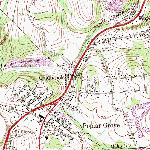 Topographic Map of Coldbrook, PA