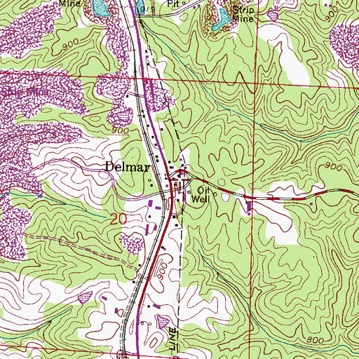 Topographic Map of Delmar, AL