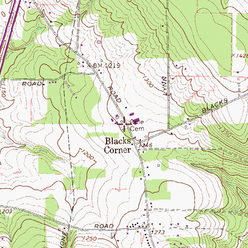 Topographic Map of Cole Cemetery, PA