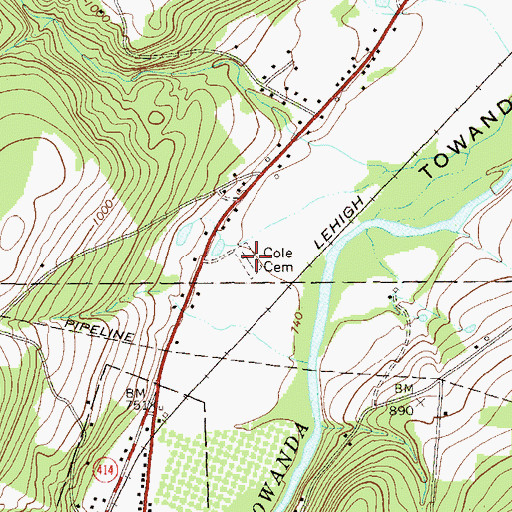 Topographic Map of Cole Cemetery, PA