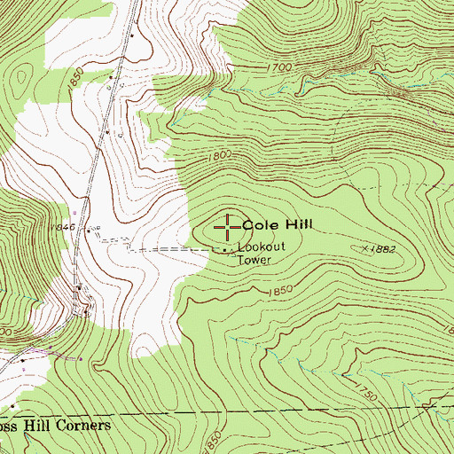 Topographic Map of Cole Hill, PA