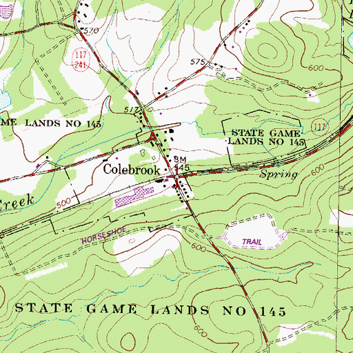 Topographic Map of Colebrook, PA