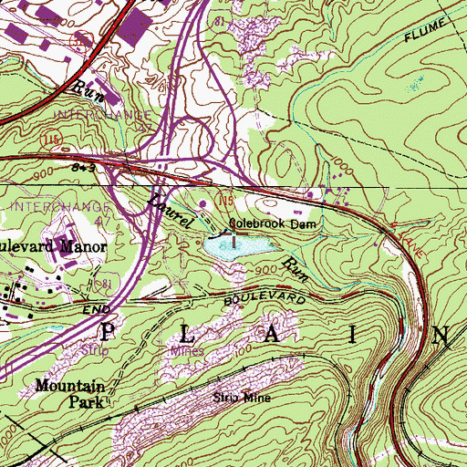 Topographic Map of Colebrook Dam, PA