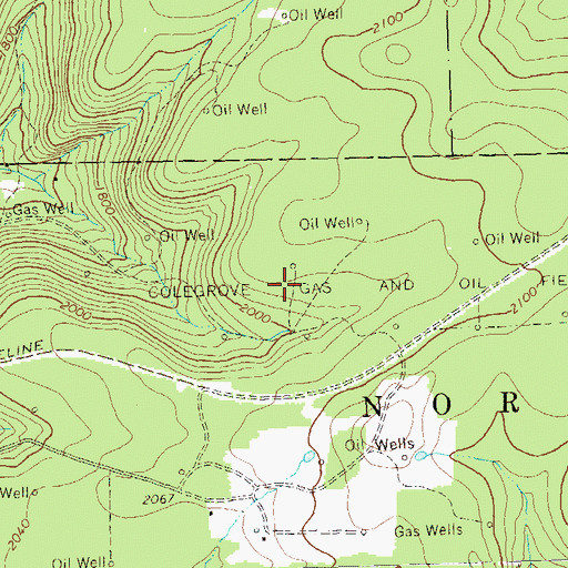 Topographic Map of Colegrove Gas and Oil Field, PA