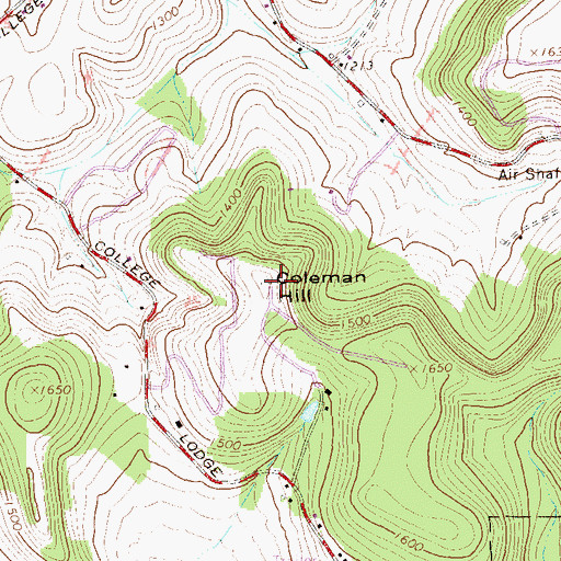 Topographic Map of Coleman Hill, PA