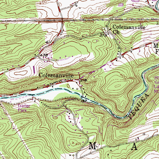 Topographic Map of Colemanville, PA
