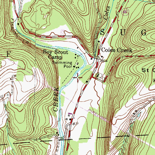 Topographic Map of Coles Creek, PA