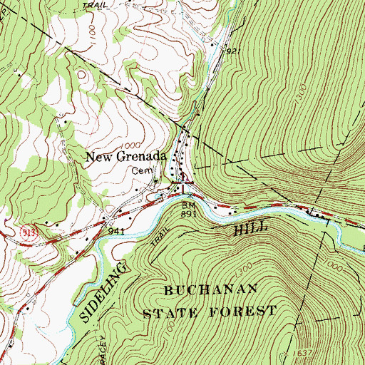 Topographic Map of Coles Valley, PA