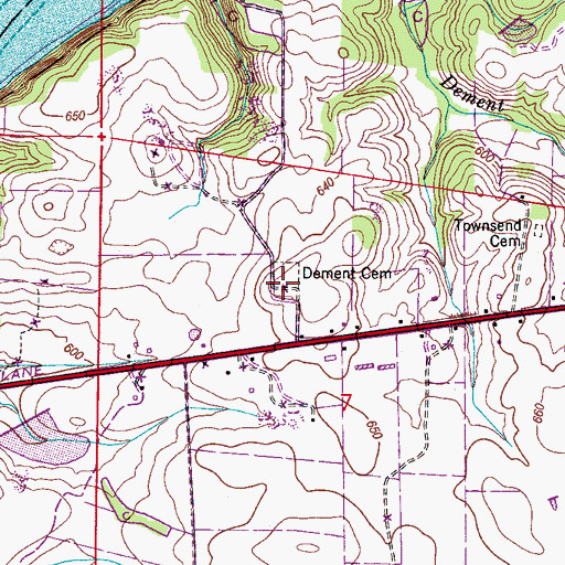 Topographic Map of Dement Cemetery, AL