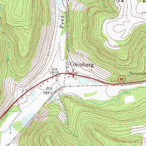 Topographic Map of Colesburg, PA