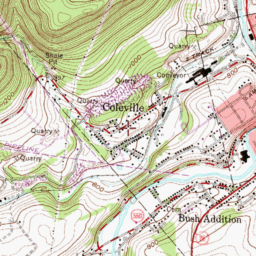 Topographic Map of Coleville, PA