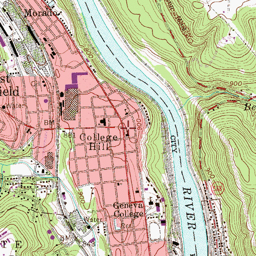 Topographic Map of College Hill, PA