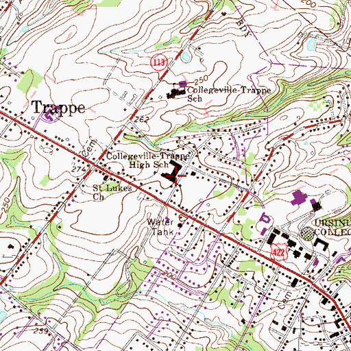 Topographic Map of Collegeville-Trappe High School, PA