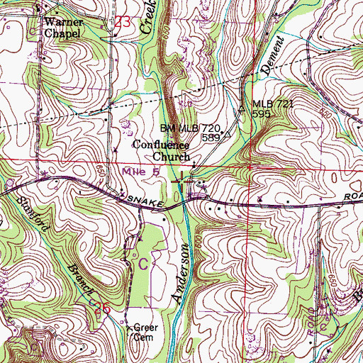 Topographic Map of Dement Creek, AL