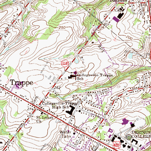 Topographic Map of Collegeville-Trappe School, PA