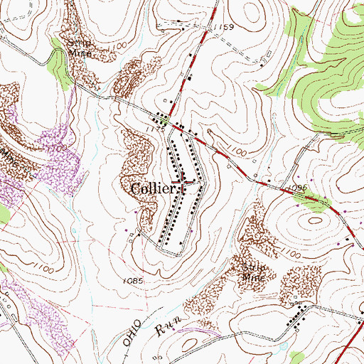 Topographic Map of Collier, PA