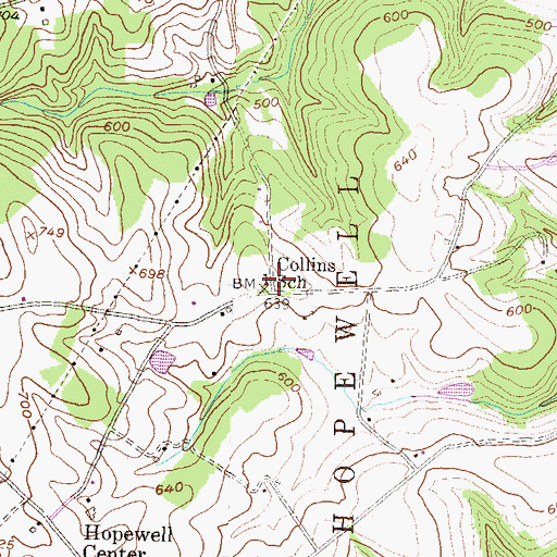 Topographic Map of Collins School, PA