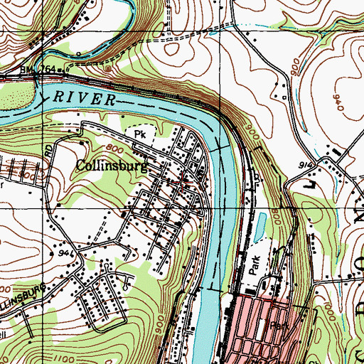 Topographic Map of Collinsburg, PA