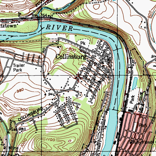 Topographic Map of Collinsburg School, PA