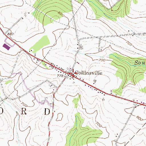 Topographic Map of Collinsville, PA