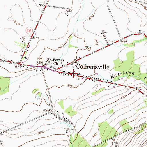 Topographic Map of Collomsville, PA