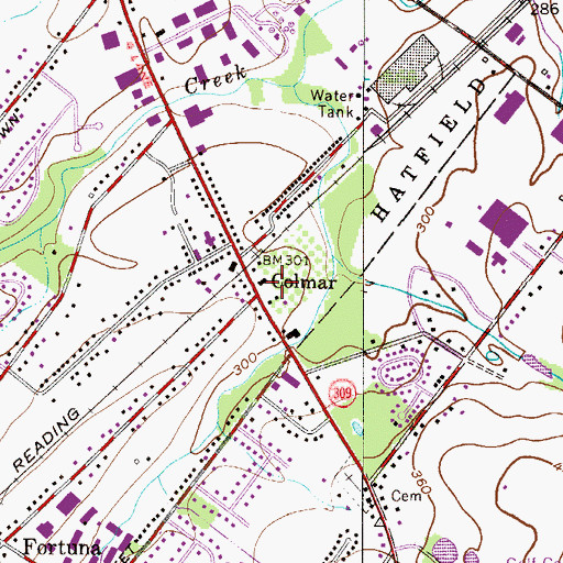 Topographic Map of Colmar, PA