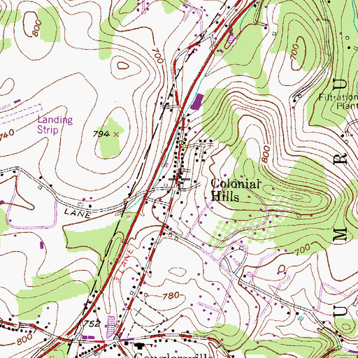 Topographic Map of Colonial Hills, PA