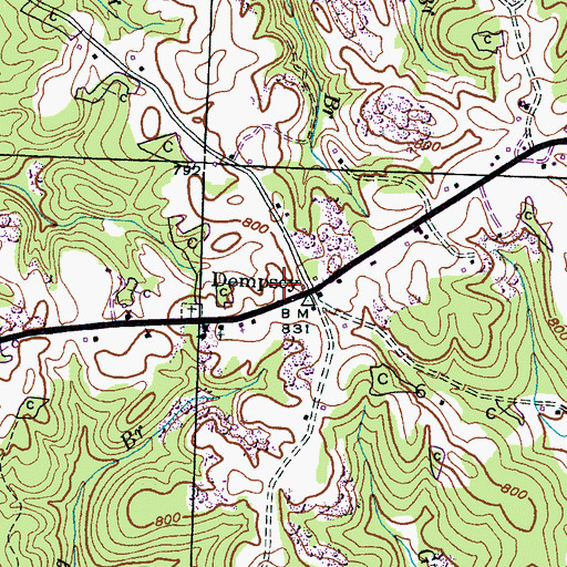 Topographic Map of Dempsey, AL