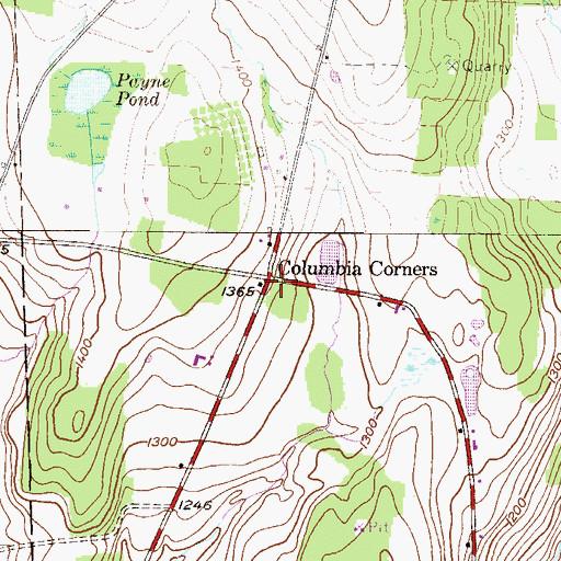 Topographic Map of Columbia Corners, PA