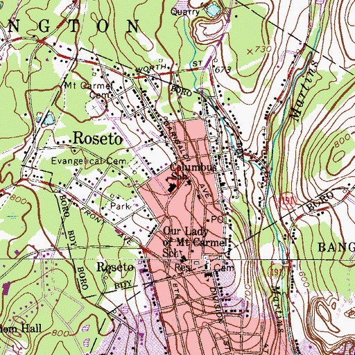 Topographic Map of Columbus School, PA