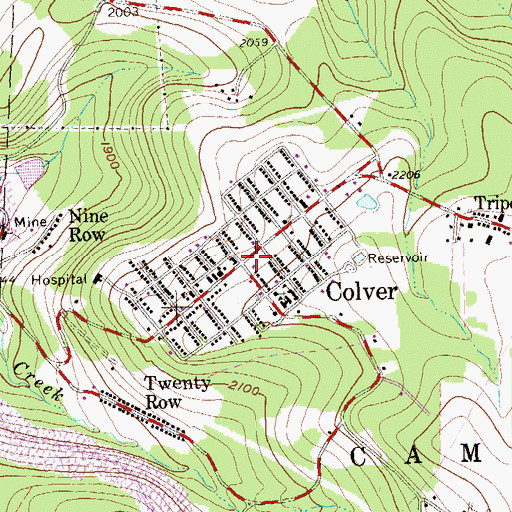 Topographic Map of Colver, PA