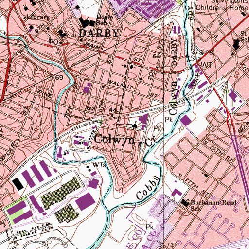 Topographic Map of Colwyn, PA