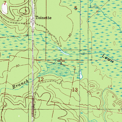 Topographic Map of Denham Branch, AL