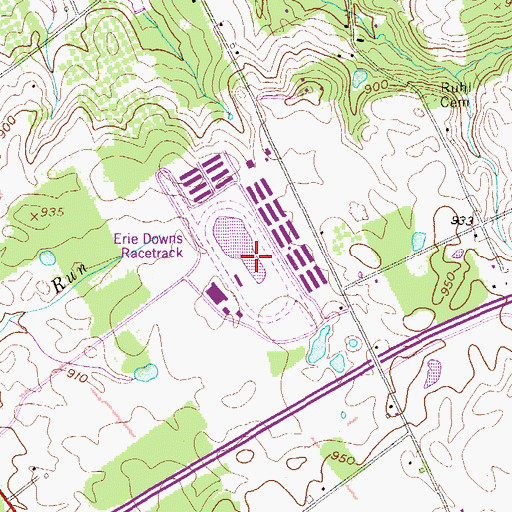 Topographic Map of Commodore Downs, PA