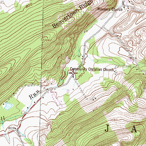 Topographic Map of Community Christian Church, PA