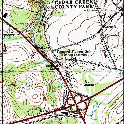 Topographic Map of Concord Church, PA