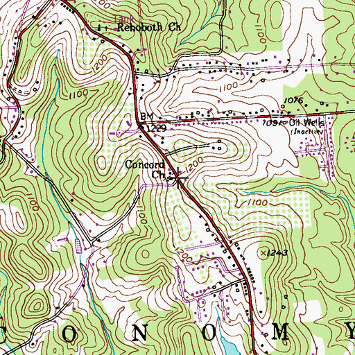 Topographic Map of Concord Church, PA