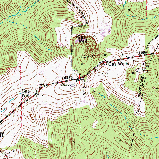 Topographic Map of Concord Church, PA