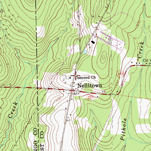 Topographic Map of Concord Church, PA