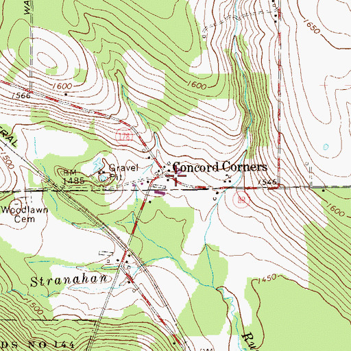 Topographic Map of Concord Corners, PA