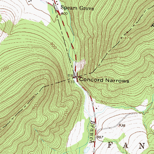 Topographic Map of Concord Narrows, PA