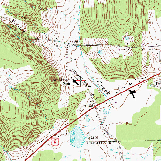 Topographic Map of Conelway School, PA