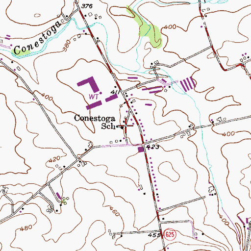 Topographic Map of Conestoga School, PA