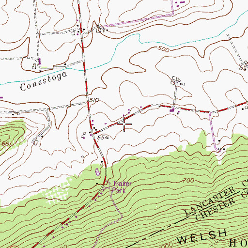Topographic Map of Conestoga School, PA