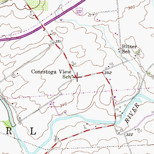 Topographic Map of Conestoga View School, PA