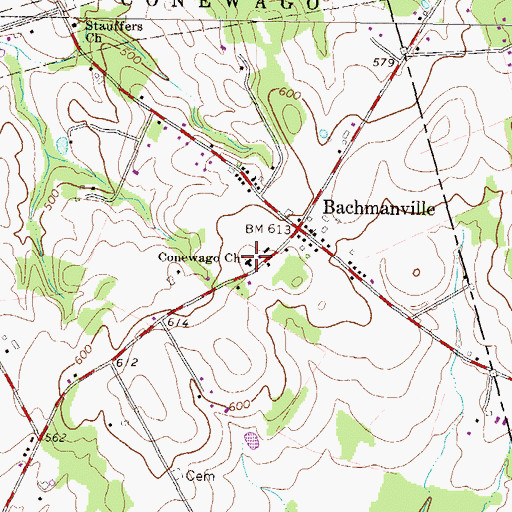 Topographic Map of Conewago Church Number 1, PA